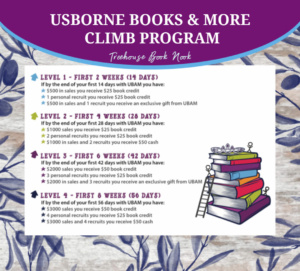 usborne books & more climb program, new consultant incentive