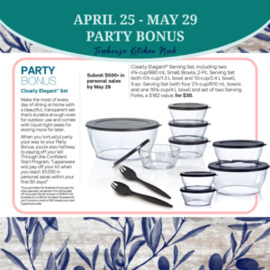 tupperware april 25 - may 29 party bonus, join tupperware, sign up for tupperware, become a tupperware lady, tupperware alaska, join, income